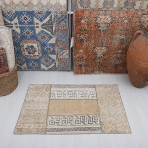 2x4 Rug, Wool Door Mat, Mini Rug, Door Mat Rug, 2x4 Natural Rug,Handmade Wool Rug, Turkish Mini Rug, Vintage Mini Rug, Oushak Mini Rug, 3051