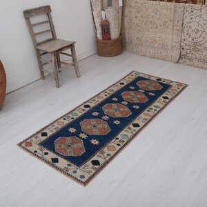 Handmade Wool Runner Rug: Vintage Turkish Oushak Style (3x6 ft)
