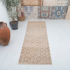 Vintage Turkish Oushak Runner Rug: Handmade Wool, 3x10 ft