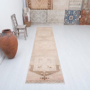 2x12 Vintage Oushak Turkish Runner Rug: Wool & Cotton