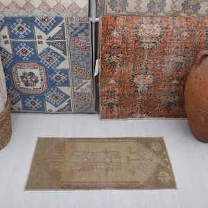 2x3 Oushak Rug, Vintage Rug, 2x3 Anatolian Rug, Small Rug, Small Oushak Rug, Small Vintage Rug, Turkish Mini Rug, Turkish Rug,Wool Rug,24232