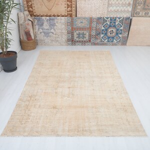 Vintage Turkish Oushak Rug: 6x9 Soft Wool Anatolian Rug