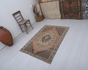 Turkish Rug, Vintage Rug, 4x5 Rug, Small Soft Rug, 4x5 Antique Rug, Anatolian Rug, Neutral Rug,Oushak Rug,Area Rug,Turkish Vintage Rug,35545