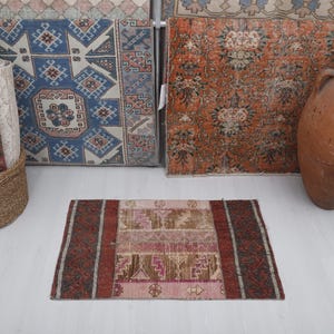 2x3 Oushak Rug, 2x3 Mini Rug, Door Mat Rug, 2x3 Vintage Rug, Turkish Rug, Anatolian Rug, Natural Rug, Small Size Rug, Turkish Mini Rug,3494