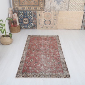 Alfombra vintage turca, alfombra suave 4x6, alfombra natural, alfombra descolorida, alfombra boho, alfombra de sala de estar, alfombra antigua, alfombra turca 4x6, alfombra vintage, alfombra de Anatolia, 7312
