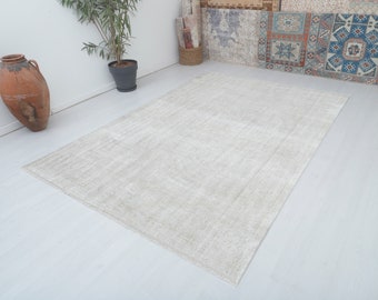 Natural Rug 7x9, Vintage Rug, Oversize Rug 7x9, Oversize Turkish Rug, Neutral Rug, Turkish Rug, Antique Rug,Oushak Rug,Anatolian Rug,15447