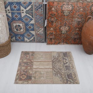 2x3 Oushak Rug, 2x3 Mini Rug, Door Mat Rug, 2x3 Vintage Rug, Turkish Rug, Anatolian Rug, Natural Rug, Small Size Rug, Turkish Mini Rug,2778