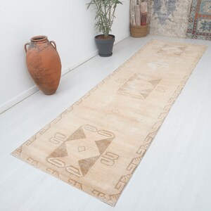 4x13 Rug, Muted Runner, Turkish Runner Rug,Vintage Runner Rug,Oushak Runner Rug,Oushak Rug, Faded Runner,Pastel Runner,Soft Runner Rug,14752