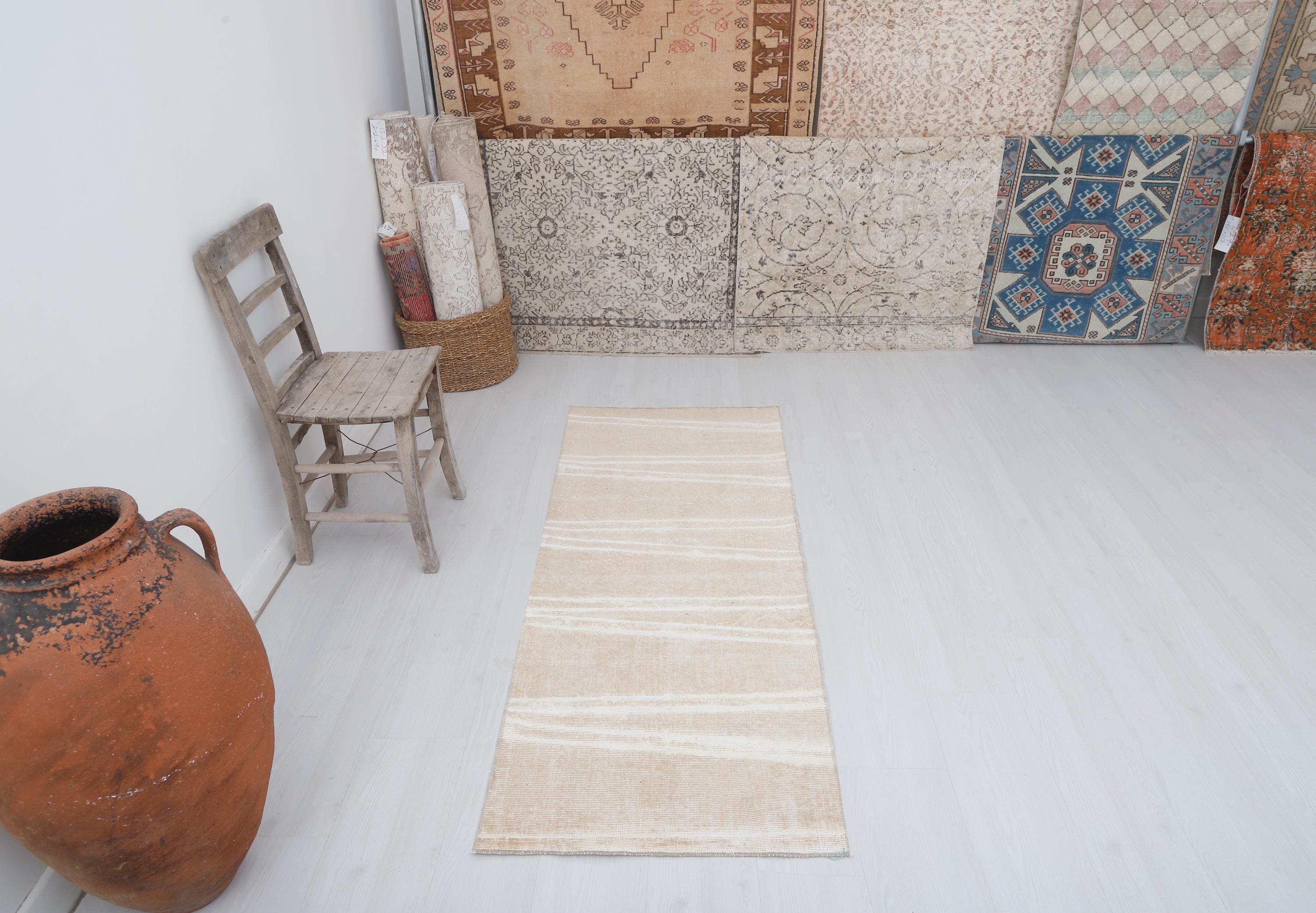 Vintage Turkish Oushak Runner Rug: 2x6 Wool Anatolian Rug - Etsy