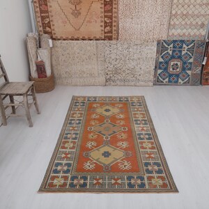 Turkish Vintage Rug, Vintage Oushak Rug, 4x7 Vintage Rug, Oushak Rug, 4x7 Turkish Rug, Area Rug, Bohemian Rug, Soft Rug,Handmade Rug,24063