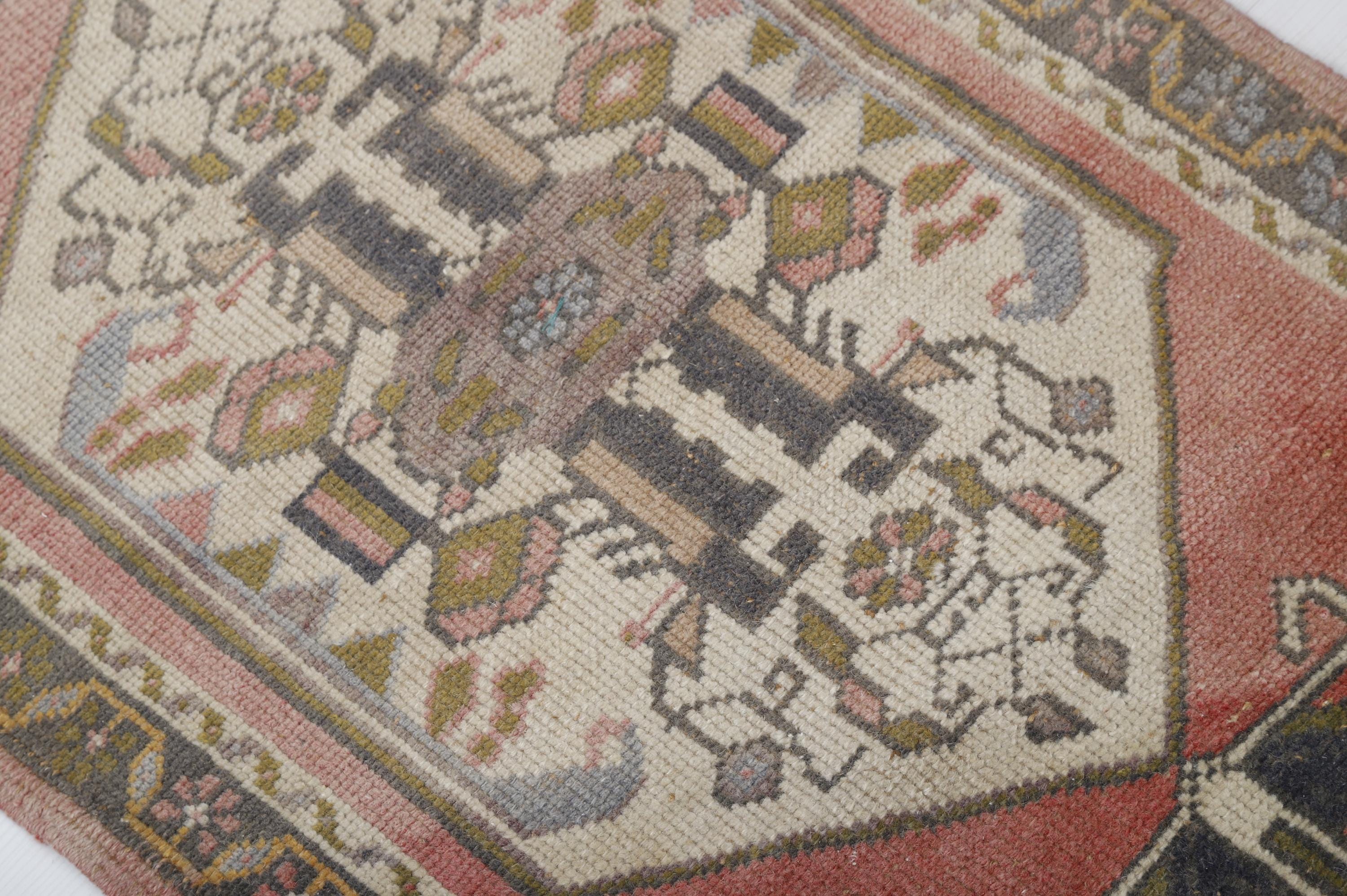 No.19 ヴィンテージラグ　トルコ　マット turkish rug ミニ No.32 ヴィンテージラグ S トルコ マット turkish rug ミニ - メルカリ