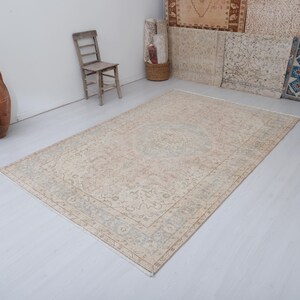 Antique Turkish Oushak Rug, 6x9 ft, Handmade Wool Anatolian Rug