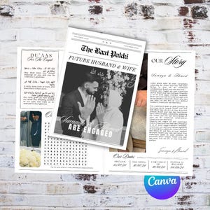 Baat Pakki Newspaper Engagement Announcement, Islamic Wedding (Digital Download)