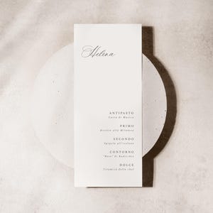 Eleganckie spersonalizowane menu weselne, spersonalizowane menu kolacji, karta menu weselnego, spersonalizowane menu