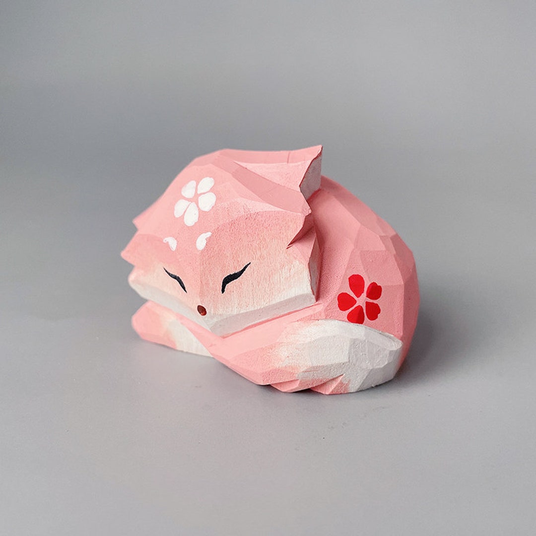 Keller Animal Ornament Fox Statue Wood Carving Carved Sculpture Wooden ...