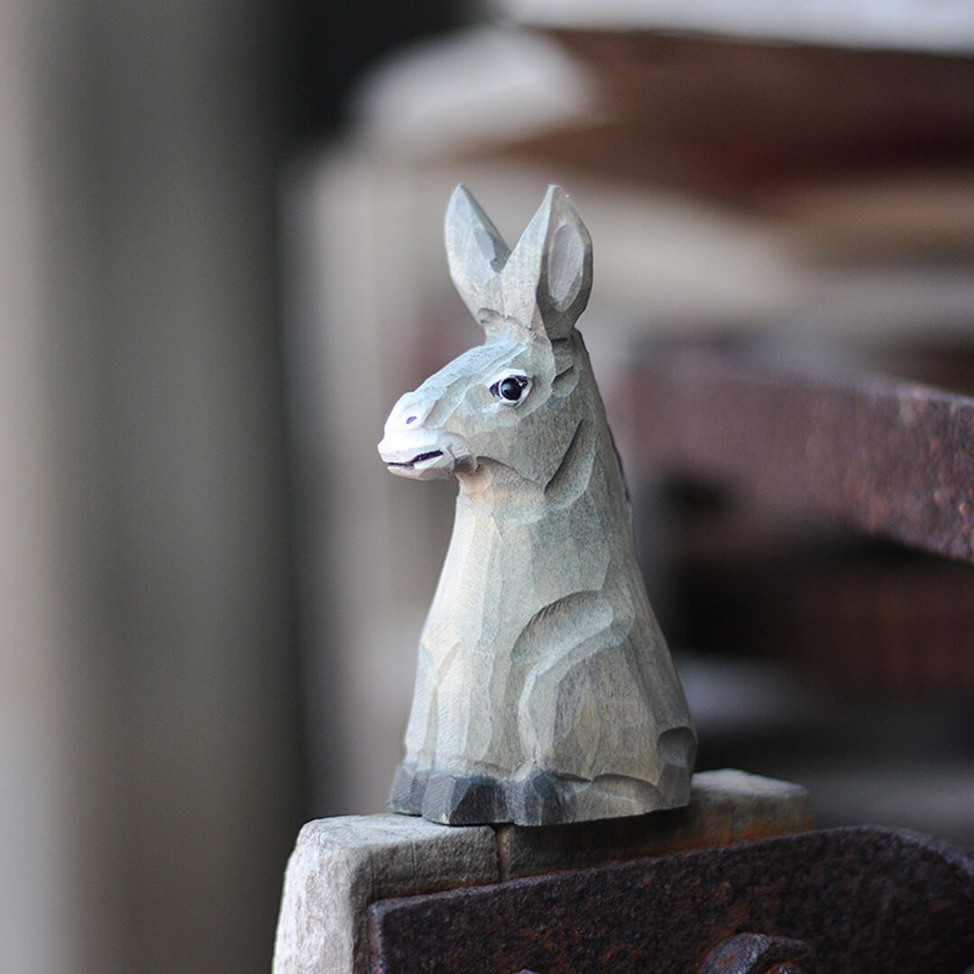 Little Donkey Pure Handmade Wood Carving Decoration Small Donkey Solid