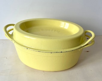 1950's cast iron cocotte DOUFEU Cousances France size 12, French cooking pot Le Creuset vintage