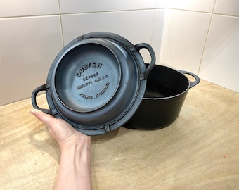 Cocotte en fonte DOUFEU Cousances 1930, marmite française Le Creuset vintage