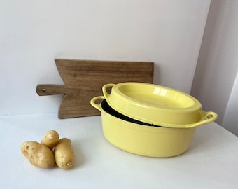 50s Cast iron cocotte DOUFEU Cousances France 12 inches, French cooking pot Le Creuset vintage, model 12 made in France