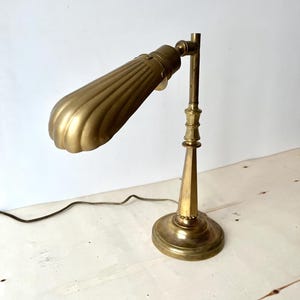 1950s gold "shell" desk lamp, vintage midcentury lighting