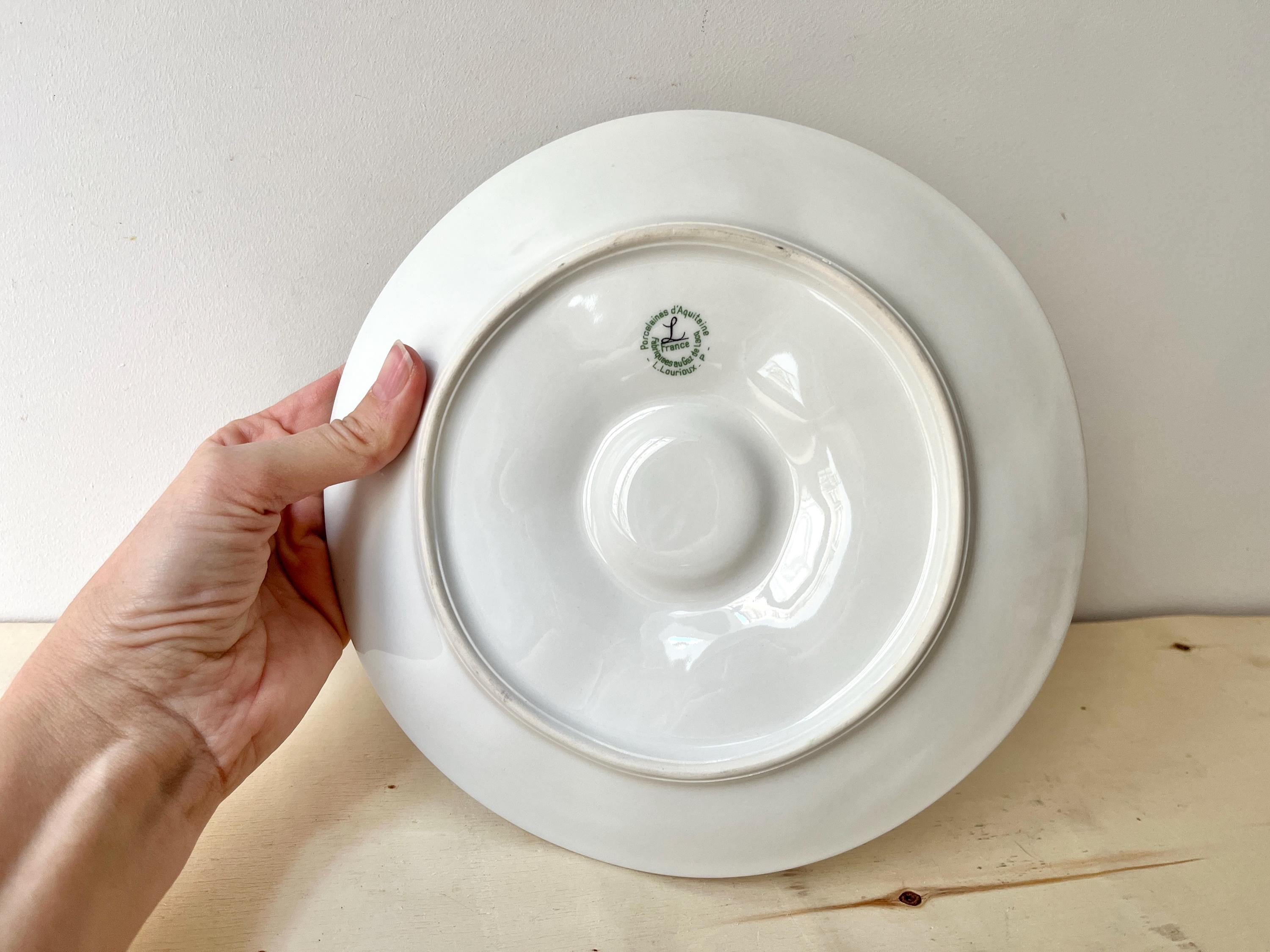 Lot De 2 Assiettes à Huîtres En Porcelaine De Limoges - Lorioux Foecy Vintage - Diamètre 22,5 Cm - Occasion