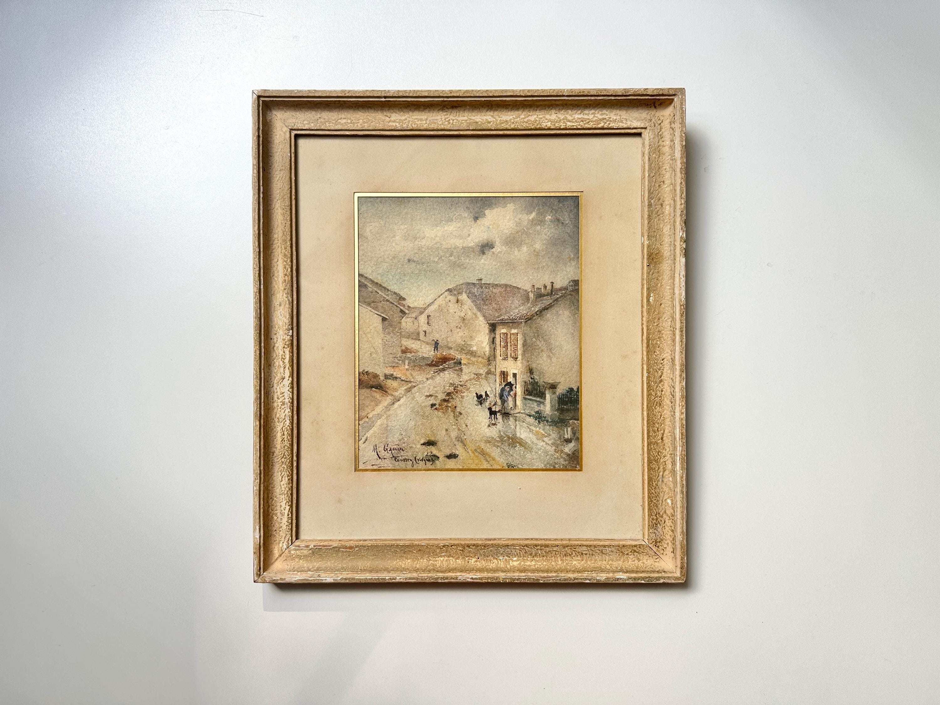 French Oil Original Church Village - Etsy