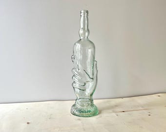 Ancien Carafe BIOT eau ou vin verre Soufflé Bullé Bleu Année 1960