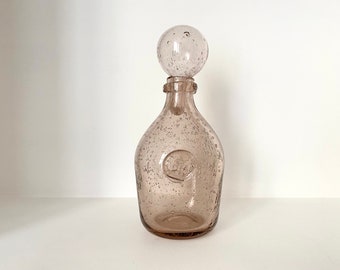 Carafe Vintage BIOT – Verre Soufflé Bullé Bleu – Année 1960 – Déco
