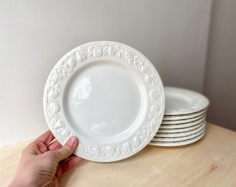 Set of 9 ceramic dessert plates by Franco Giorgi for Quadrifoglio vintage, 80s Italian ceramic tableware