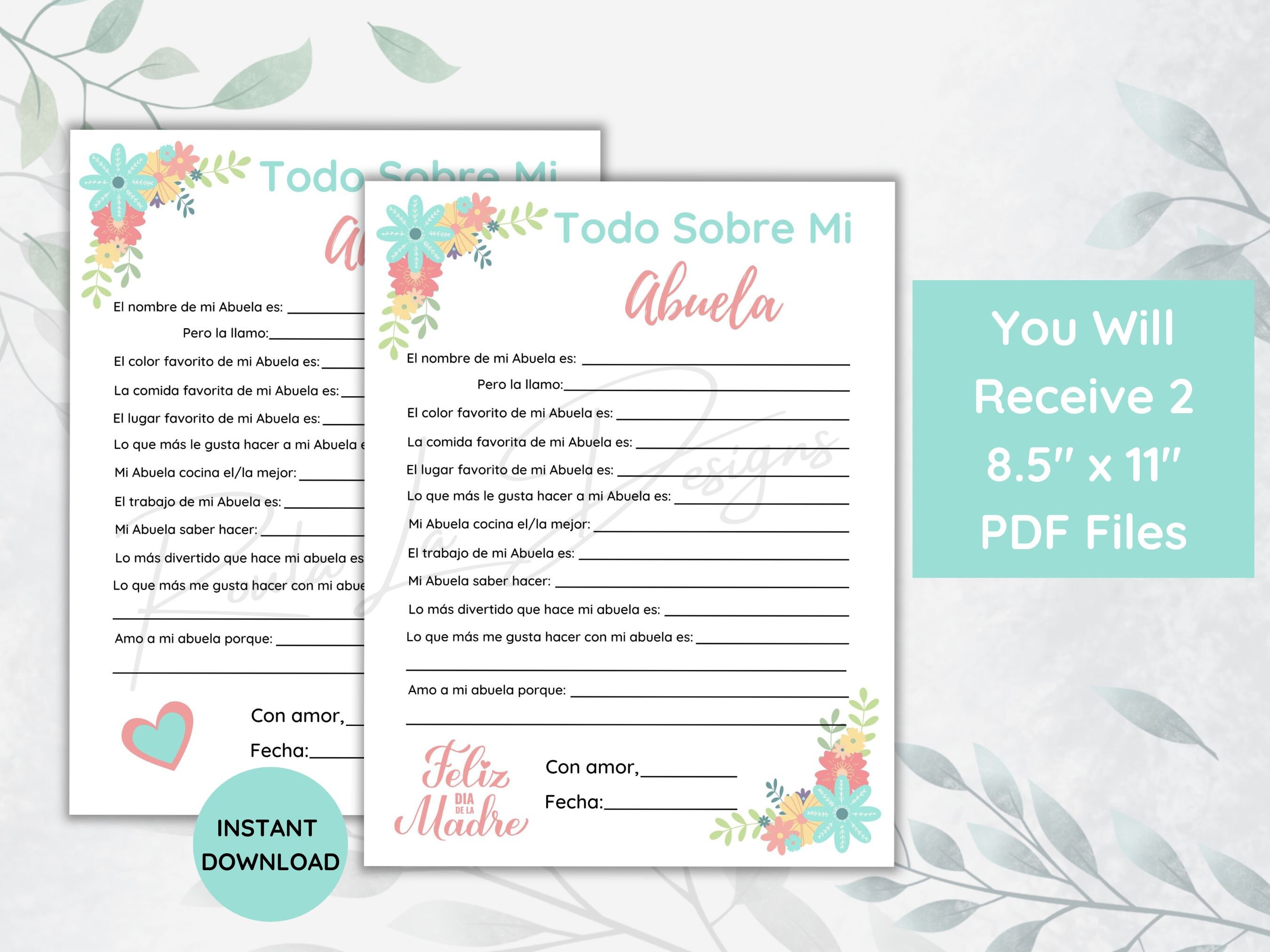 Todo Sobre Mi Abuela | En Español | All About My Abuela Printable | Mother's Day Gift | Abuela ...