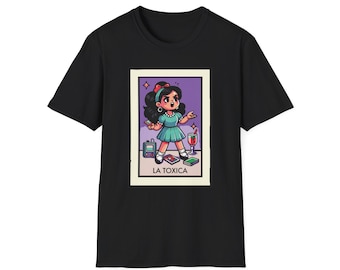 Loteria "La Toxica", leuk, grappig Loteria-shirt, chistoso T-shirt, T-shirt met Mexicaanse humor - grappig zwart uniseks softstyle-T-shirt