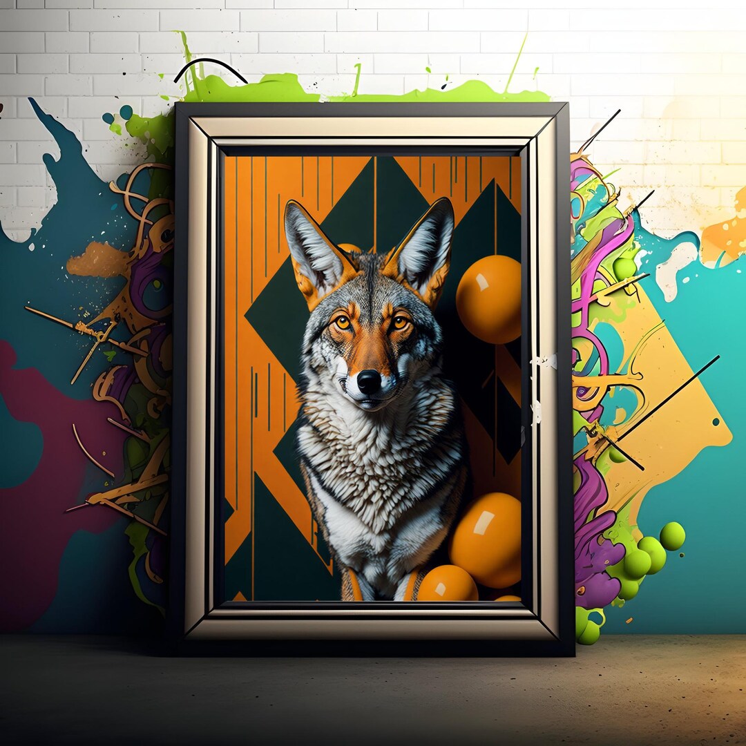 Coyote Wall Art Print Out Poster Maximalist Eclectic Etsy