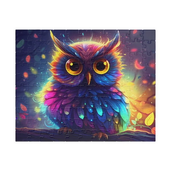 Charming fantasy owl, bright colors, Puzzle (110, 252, 500, 1014-piece)