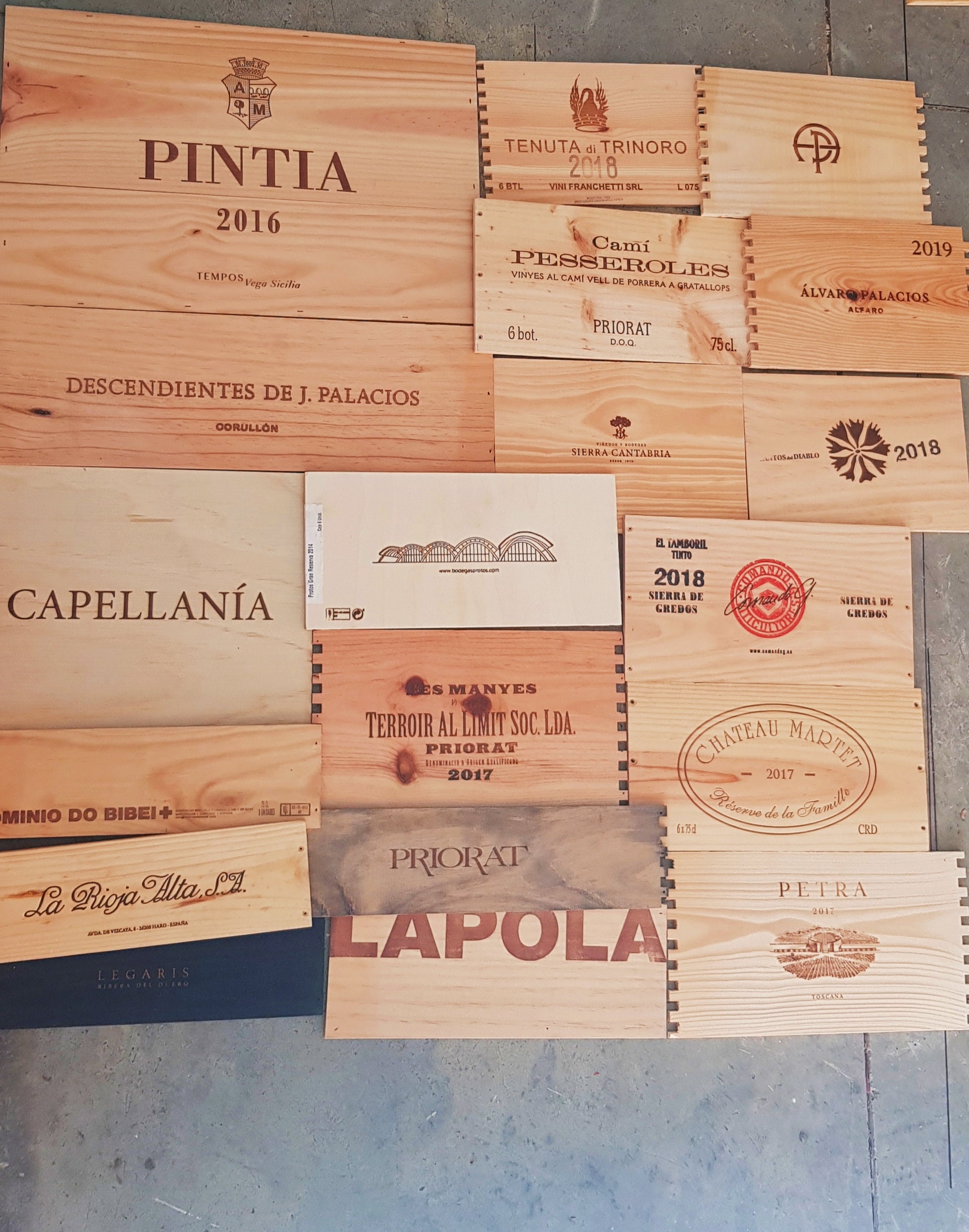 1 Meter X 1 Meter of Wine Crate Panels, Wood Vinyl From Major Wineries