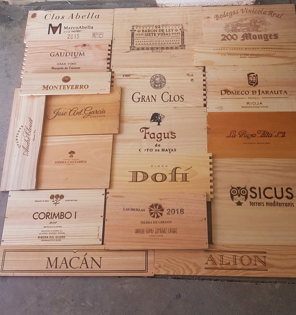 1 Meter X 1 Meter of Wine Crate Panels, Wood Vinyl From Major Wineries