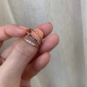 Dainty CZ Stacking Ring, Gold Minimalist Ring, CZ Ring, Simple Diamond ...