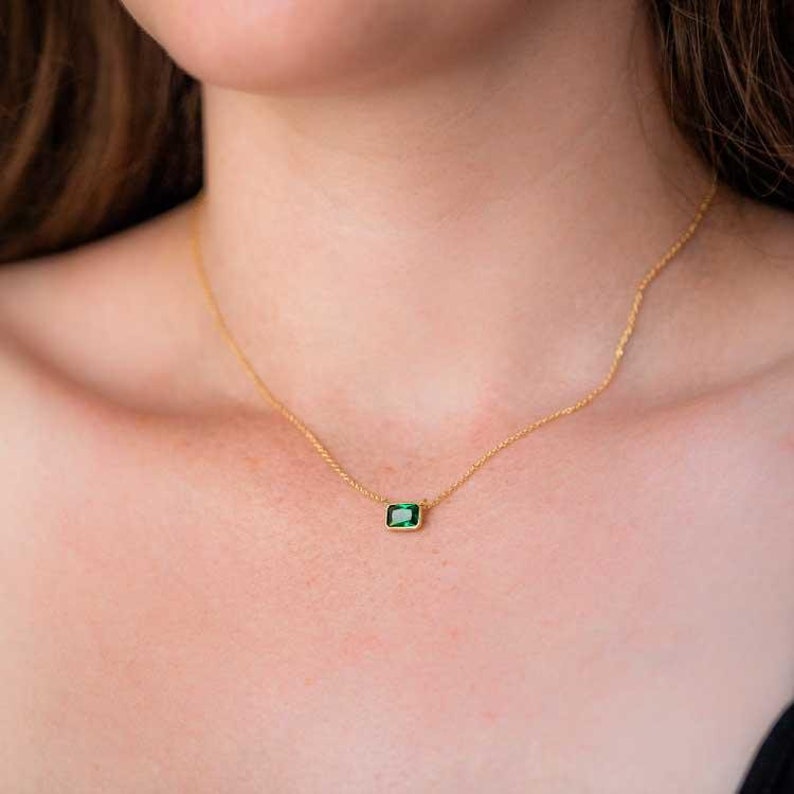 Green Emerald Pendant 14K Gold Pendant Sterling Silver Pendant Etsy