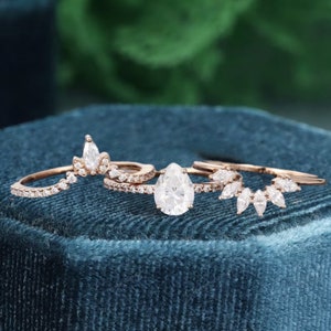 Moissanite Ring Set Of 3PCS Engagement Ring Bridal Ring Set Promise Ring Vintage Ring Stackable Ring Gift For Her Women Christmas Gift
