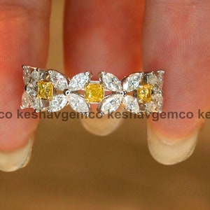 Hochzeit Diamant Band 2,1 Karat Diamant, Eternity Diamant Ring, 14K Weißgold, Ehering, Verlobungsring, Frauen Geschenke Bild 3