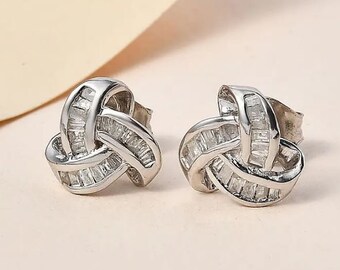 Pendientes de diamantes de boda, Pendientes de perno para mujer, Chapado en oro blanco de 14 quilates, Pendientes de diamantes nupciales, Pendientes de diamantes de 3 qt, Regalo para mujeres