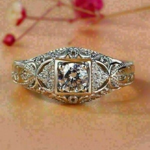Ehering, schöner Ring, Verlobungsring, 1,7 Karat Diamant, 14K Weißgold, Diamantring für sie, Geschenk für Mutter, Jahrestagsgeschenke Bild 1