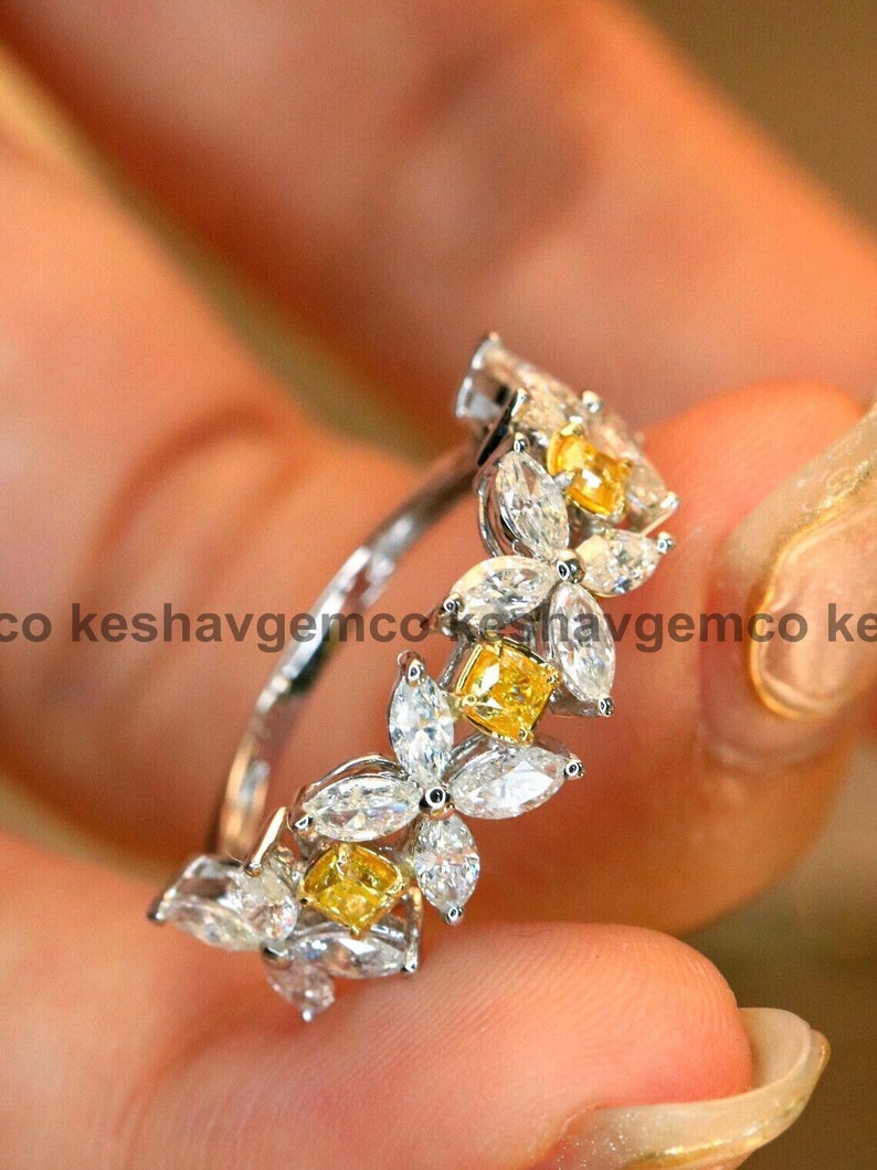 Hochzeit Diamant Band 2,1 Karat Diamant, Eternity Diamant Ring, 14K Weißgold, Ehering, Verlobungsring, Frauen Geschenke Bild 2
