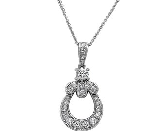 Diamond Necklace, Women's Wedding Necklace, Bridal Jewelry, 14K White Gold, 1.4 Ct Diamond, Necklace With Chain, Womens Day Gift