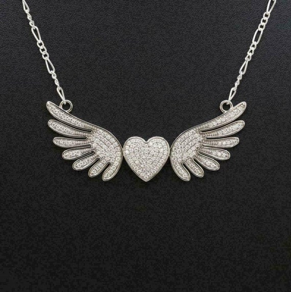 Platinum Diamond Angel Wing Necklace from PlatinumOnly.com