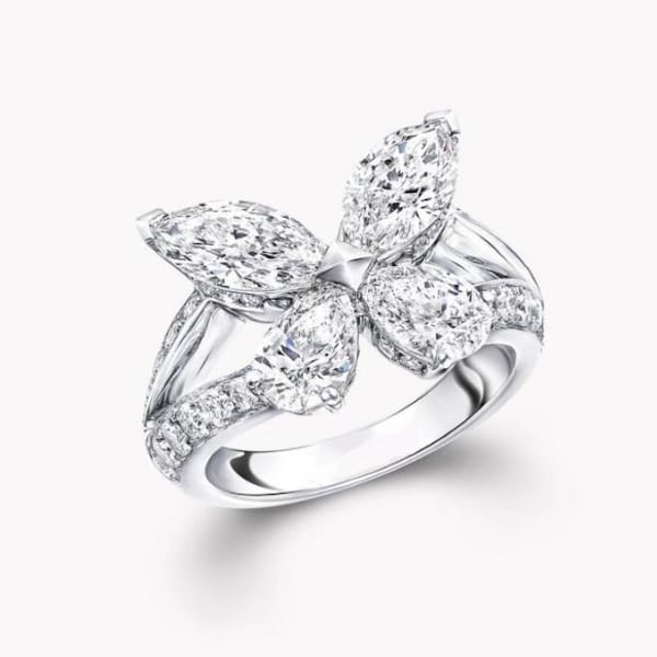 Butterfly Engagement Ring, Floral Diamond Ring, Solid 14K White Gold, Solid Gold Ring, Women's Wedding Ring, Womens Day Gift, 1.8Ct Diamond