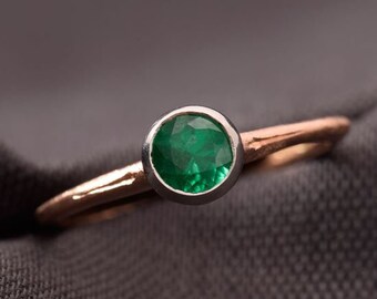 Emerald Engagement Ring, Birthstone Ring, 14K Rose Gold Plated Ring, 1.4Ct Gemstone Ring, Wedding Ring For Her, Wedding Gift, Birthday Gift
