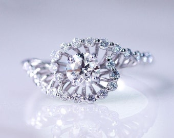 Bypass Engagement Ring, Moissanite Ring For Women, 1.8 Ct Colorless Moissanite Ring, 14K White Gold, Promise Wedding Ring, Wedding Jewelry