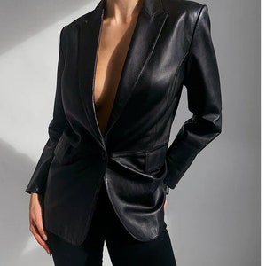 Lambskin Accent Fitted Blazer - Women - Ready-to-Wear