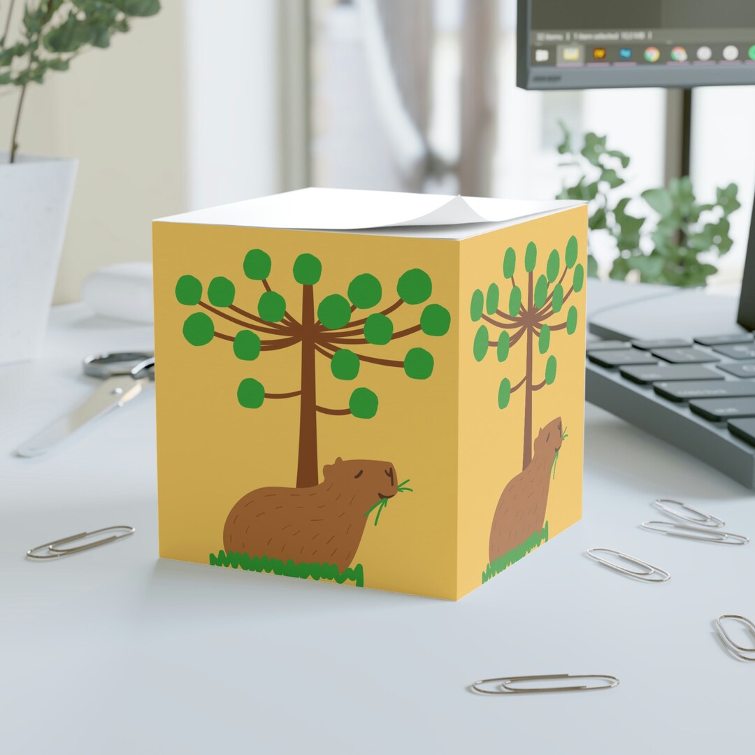 Capybara Stationary Note Cube Stationery Art Print Cute Kawaii Etsy