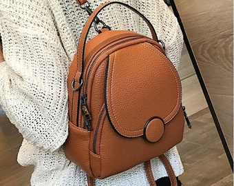 Leather Backpack Mini Soft-touch Multi-functional Small Backpack Shoulder Bag Crossbody Bag Elegant Handbag Aesthetic Bag Best Gift for Her